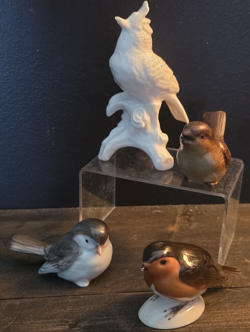 Vintage Porcelain Bird Figurine Lot Lomonosov USSR Godinger Katagiri 4pc *READ*